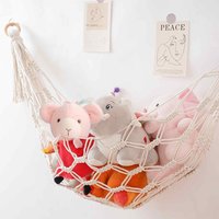 Boho Plush Toy Nordics Toy Hammock Hanging Storage Cotton Space Saver Wall Net Net Bag Plush Toy Handwoven Lace Hammock