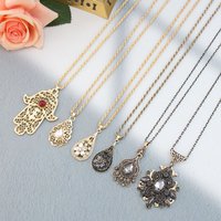 Series Fashion Gold Color Crystal Pendant Necklace For Women Arabic Bridal Jewelry Indian Beach Party Necklace Wholesale