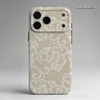 Delicate Beige Lace Texture Phone Case For Magnetic Phone Case for IPhone 17 16 15 14 13 Pro Max Plus Single Double-layer tough