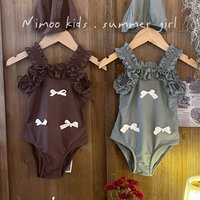 Children's swimsuit cute new style for baby girls' swimsuit 2026 girls' three bow one-piece swimsuit swimwear