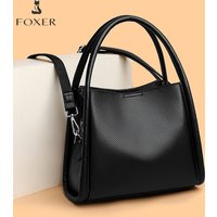 FOXER Women's Handbag Genuine Leather Tote Bag 2026 Spring Summer Casual Shoulder Bag Large Capacity Commute Travel All-match