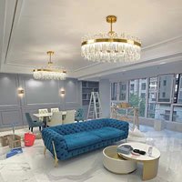 Art Deco LED Crystal Hanging Lamps Gold Dimmable Ceiling Chandelier Lighting Lustre Suspension Luminaire Lampen For Living Room
