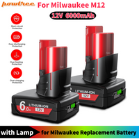 Akumulator 12V 6.0Ah do Milwaukee M12 z lampką do narzędzia Milwaukee M12 48-11-2402 48-11-2411 48-11-2401