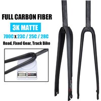 AliExpress BUCKLOS BALUGOE 700c Road Bike Fork Carbon Fiber 23C/25C/28C Tire Bicycle Hard Forks 3K Matte Bicycle Forks Straight Tube 28.6mm Fork