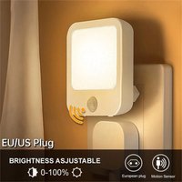 Veilleuses LED à capteur de mouvement, prise UE, lumière d'armoire à intensité variable pour bébé, chevet, chambre à coucher, couloir, lampe de nuit sans fil, éclairage