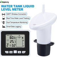 Compteur de niveau de liquide de réservoir d'eau sans fil ultrasonique avec capteur de température affichage LCD en temps réel alarme haute/basse enregistrement Min/Max pour la maison
