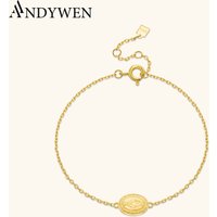 ANDYWEN 925 Sterling Silver Gold Virgin Mary Charm Chain Bracelet Luxury Women 2024 Fashion Exquisite Fine Punk Jewelry