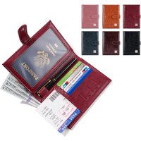 Travel Passport Holder with Snap Button PU Leather Multi-Card Slot Passport Wallet Men Women Passport Cover Credit Card Holder
