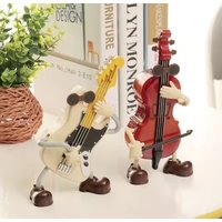 Retro violin guitar music box, manual rotation sound box, desktop decoration accessories, birthday gifts, holiday desktop orname