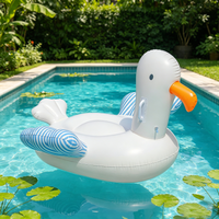 1PC White Duck Inflatable Pool Float, Adult Swim Ring Animal Floating Seat, Summer Beach Water Toy Vacation Pool Party Lounger
