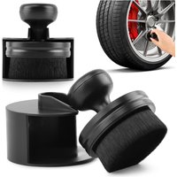2pcs Auto Detail Brushes Handheld Portable Tire Shine Applicator Brush High Density For Car With Holder
