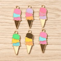 10pcs 10x26mm Cute Enamel Summer Food Ice Cream Charms Pendants for Jewelry Making Earrings Necklace Bracelet DIY Craft Supplies
