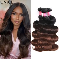 UNice Chestnut Brown Ombre Body Wave Bundles 1Pcs/Lot Pre Colored 100% Human Hair Bundles Sew In Weaves 8-26 Inch Hair Extension