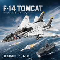 1443-teiliger Militär-Tomcat F14 Jet-Kampfjet Baustein-Bausatz, Flugzeugmodell für Flugzeugträger, Deko-Modell für den Schreibtisch, Geschenk für die Feiertage, DIY-Spielzeug