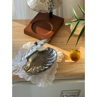 Creative Retro Stainless Steel Shell Box French Metal Dessert Storage Tray Tableware decoration, Jewelry Storage Box