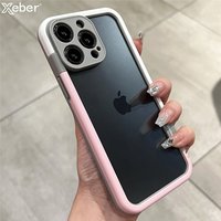 Luxury Frame Liquid Silicone Bumper Case For iPhone 17 15 11 12 13 14 Pro Max Plus Contrast Color Soft Border Shockproof Cover