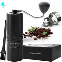 Portable Hand Coffee Bean Grinder with 60 Adjustable Settings 7-axis SUS420 stainless steel burrs Labor-Saving Crank Handle