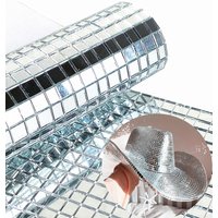 Real Glass Silver Mirrors Mosaic Tiles Sticker for Craft Square Glass Tiles Self Adhesive,5mm by 5mm (Silver, 2400PCS)