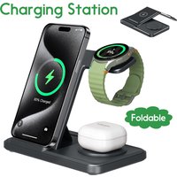 Desktop 3-in-1 Wireless Charger Station For Samsung S25 S24 S23 S22 Galaxy Watch 8 7 6 5 4 3 Buds3 Pro/Buds Pro2 Fast Charging