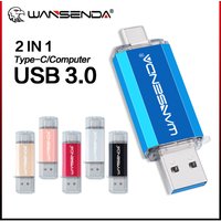 Wansenda USB 3.0 & Type-C Dual Pen Drive 16GB 32GB 64GB 128GB 256GB 512GB 2 in 1 USB Flash Drive for Type-C Android/PC/Mac