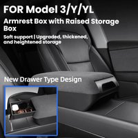 New Drawer Suede Elbow Support Raised Storage Box Privacy Storage Space For Tesla Model Y Juniper 2025 Model3 Highland Long Trip