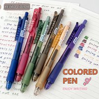 6 Colors/Set Retro Colored Gel Ink Pen 0.5mm Soft Writing Pens For Student Diary Note Drawing Painting Stationery Supplies