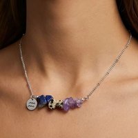 Aquarius Zodiac Necklace for Women Men Natural Crystal Chips Stones Stainless Steel Chain Horoscope Card Jewelry Birthday Gift