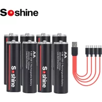 Soshine Original 2600mWh AA Rechargeable Batteries 2A 1.5V USB Lithium Battery Low Self-discharge1200 Times Cycle Li-ion Battery
