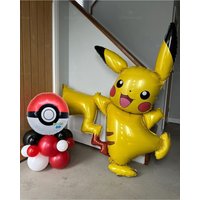 1set Cartoon Pokemon Pikachu Theme Foil Balloons Set Red Black Latex Balloon Kids Birthday Baby Shower Party Decora Supplies