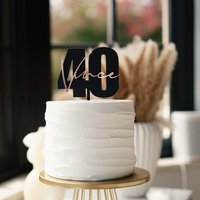 Customized Name and Age Acrylic Cake Topper Wedding Cake Topper,40th Anniversary Cake Topper,Double Layer Birthday,Cake Decor