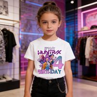 K Pop Demon Hunters Kids T-shirt Kawaii Cartoon Birthday Number1-9 Printed Tops Girls Tee Summer Short Sleeve Children Clothing