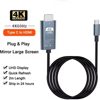 USB C to HDMI 4K 60Hz Adapter Cable Type C HDTV Converter for iPhone 15 iPad MacBook Air Samsung Laptop and TV Display