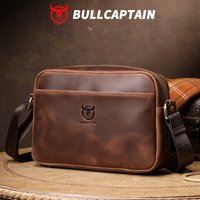 BULLCAPTAIN Crazy Horse Leder Herrenmode Tasche Neue große Kapazität einzelne Schulter Umhängetasche mit lässiger Herrentasche