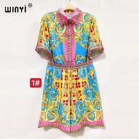 WINYI bohemian Short sleeve shirt and shorts two-piece suit Bohemian Printed beachwear