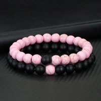 2Pcs Romantic Couple Bracelet Set 8mm Tiger Eyes Volcanic Rock Strand Braslet Valentine Day Gift Black White Matching Braclet