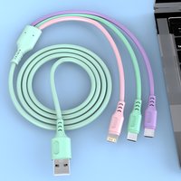 3in1 3A USB Cable for iPhone 14 13 12 11 Pro Max 3 in 1 Charging Cable Micro USB Type C Cable for Huawei Samsung Xiaomi