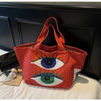 Vibrant Colorful Pattern Large Tote Bag, Casual Shoulder Handbag for Women, Spacious Everyday Shopper Purse Weekender Satchel