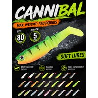 MEREDITH Soft Baits 80mm 5pcs Artificial Soft Fishing Lures Wobblers Fishing Soft Lures 3D Eyes Silicone Shad Worm Bass Baits