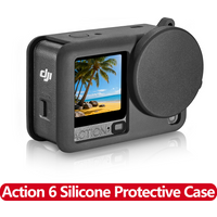 Silicone Case Protective Cover with Lens Cap and Hand Strap for DJI Osmo Action 6 Soft Silicone Skin Shockproof Camera Case Kit