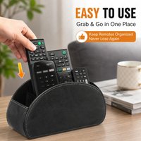 5 Compartment PU Leather Remote Control Holder Desktop Storage Box for TV Air Conditioner Living Room Organizer Rack Stand Use