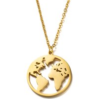 Small Globe World Map Pendant Female Gold Silver Color Stainless Steel Wanderlust Earth Necklace For Women Jewelry Travel Gift