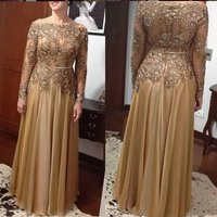 Gold Long Sleeve Mother Of The Bride Dresses For Weddings Elegant Lace Gowns Groom Mother Godmother Dinner Dresses 2026