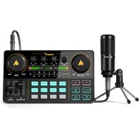 maono AM200-S1 Sound Card Microphone Set MaonoCaster Audio Interface with Condenser Mic for Live Streaming Recording PC Phone