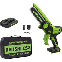 Greenworks 24V 6" TruBrushless™ Pruning Saw / Mini Chainsaw with Tool Bag Great For Storm Clean-Up, Pruning, and Camping