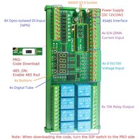 8AI-8DI-8DO Multifunction IO Expanding Module for ARDUINO NANO V3.0 RS485 Modbus RTU Open PLC LED Current Voltage Sensor