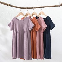 100% Cotton Girls Short Sleeve Summer Dress 2026 New Baby Girl Casual Loose Beach Flowy Dresses Kids Clothing