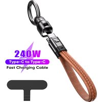 PD 240W Portable Keychain USB C to Type-C Fast Charging Cable Phone Wrist Strap Lanyard Charging Cord for iPhone17/16/15,Samsung