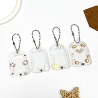 Cute Cartoon Acrylic Photo Keychain Mini 1-inch Idol Photocard Holder Bag Pendant Decorative Keyring for Kpop Fans