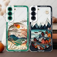 Case For Samsung Galaxy S25 S24 S20 S21 FE S22 Plus S23 Ultra A22 A54 5G Soft Cover Landscape Art
