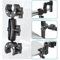 AliExpress QUERPXAF Double Socket Strong Clip Crab Clamp Motorcycle Bicycle Handlebar Base Mounting Bracket Clip for Insta360 X4 X3 Go Pro 12 11 10